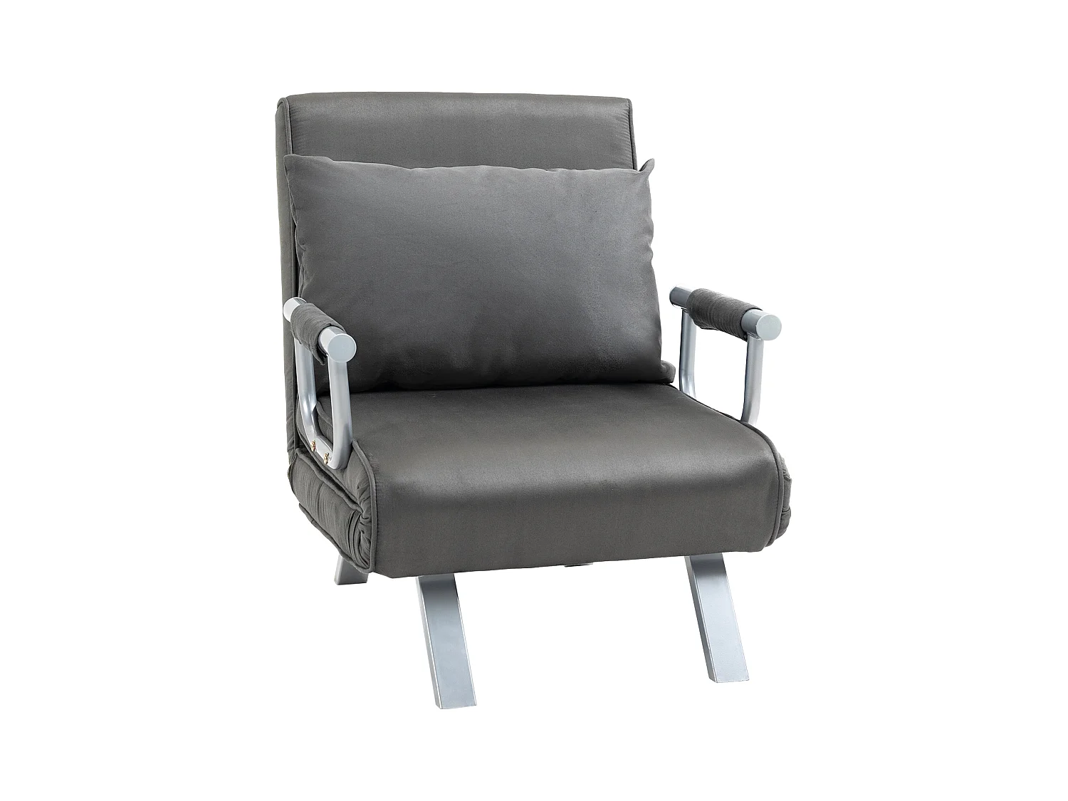 Divano letto 3 in 1, poltrona trasformabile in letto, materasso pieghevole, chaise longue in similpelle grigia (65x69x80 cm)