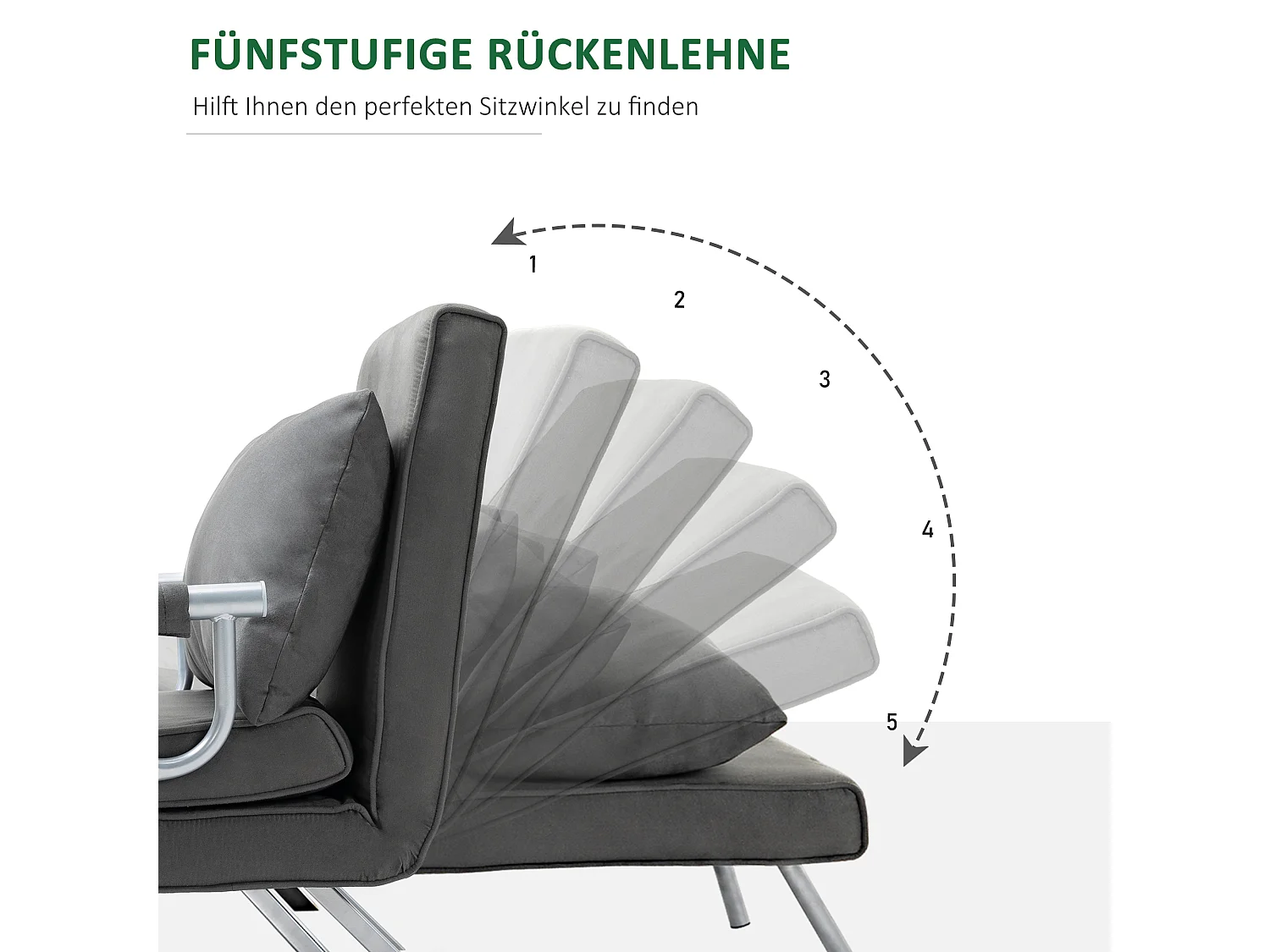 Canapé-lit 3-en-1, fauteuil convertible en lit, matelas pliant, chaiselongue en simili cuir gris (65x69x80 cm)