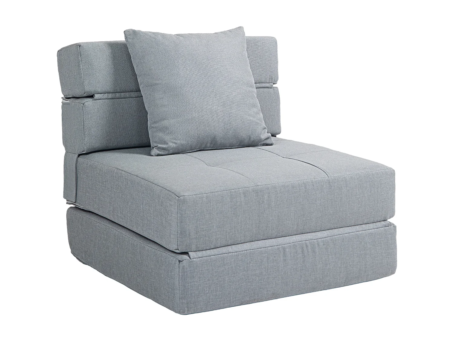 Canapé pliable 2-en-1, Tissu polyester, Gris clair (70x70x61 cm)