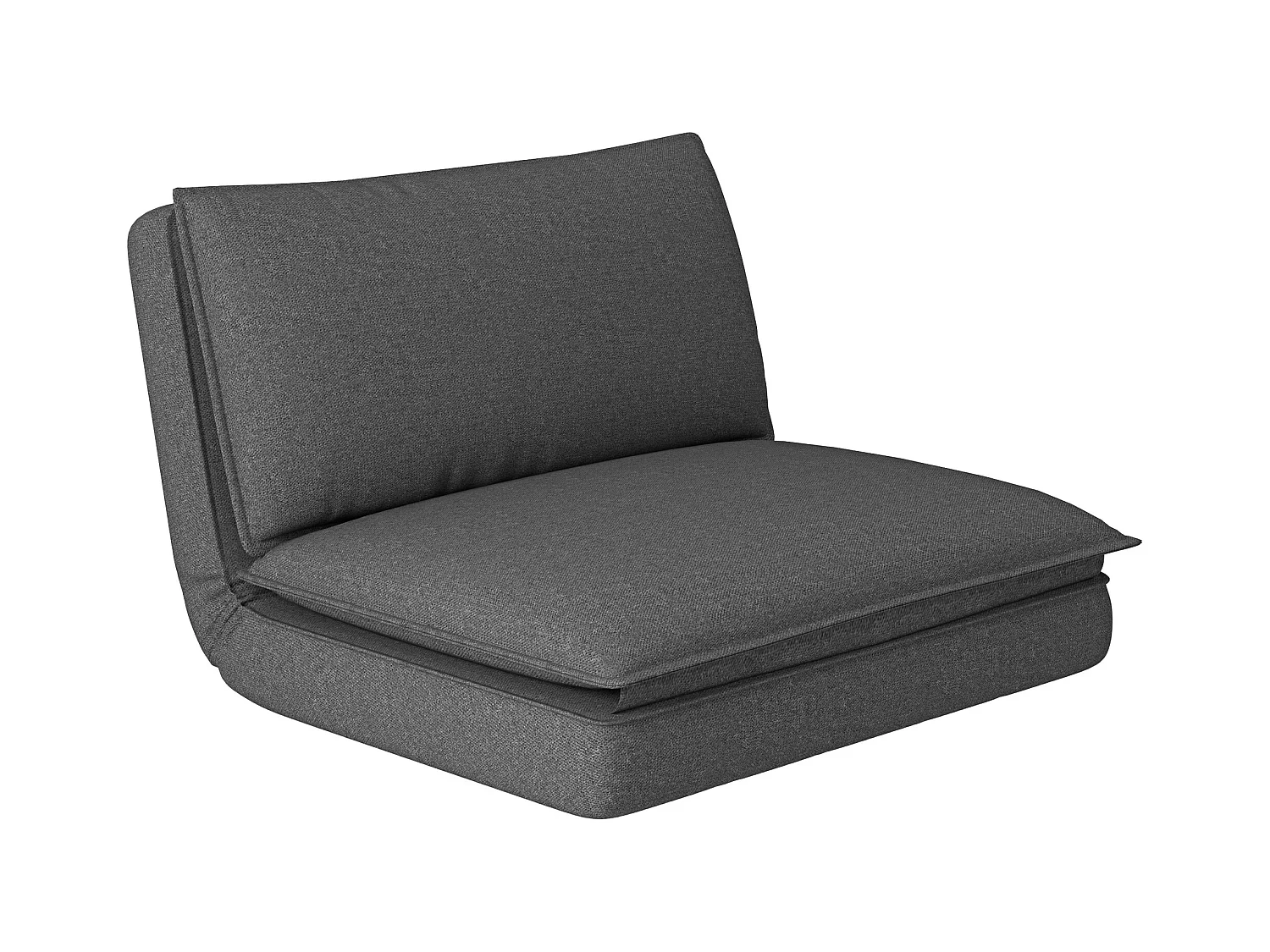 Canapé de sol 4-en-1 pliable avec dossier réglable, tissu lin, gris foncé (76x75x71 cm)