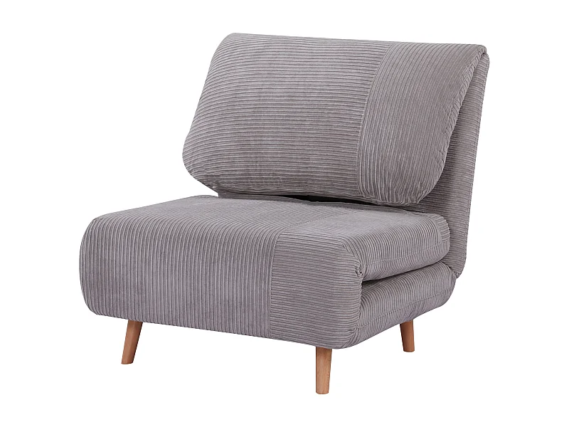 Canapé-lit 2 en 1, dossier réglable, matelas pliant, bois, gris clair (82x89x83cm)