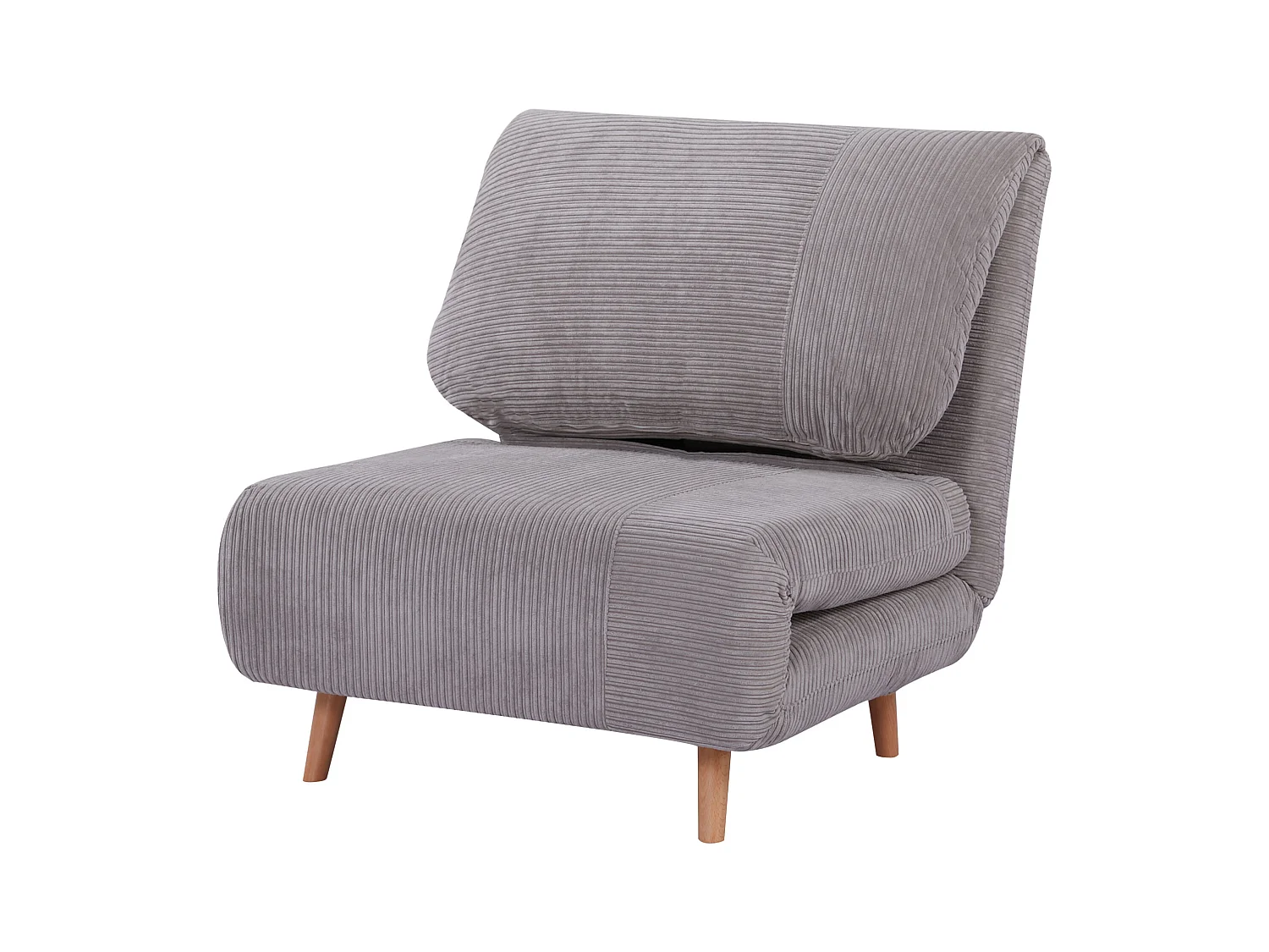 Canapé-lit 2 en 1, dossier réglable, matelas pliant, bois, gris clair (82x89x83cm)