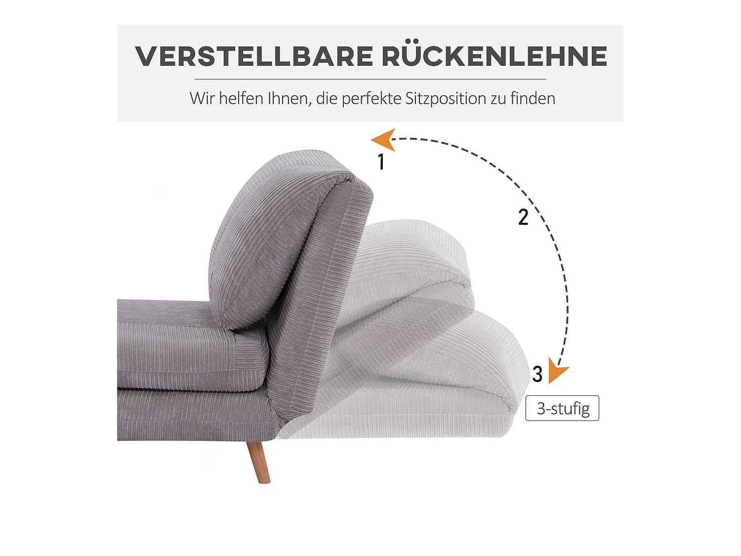 Canapé-lit 2 en 1, dossier réglable, matelas pliant, bois, gris clair (82x89x83cm)