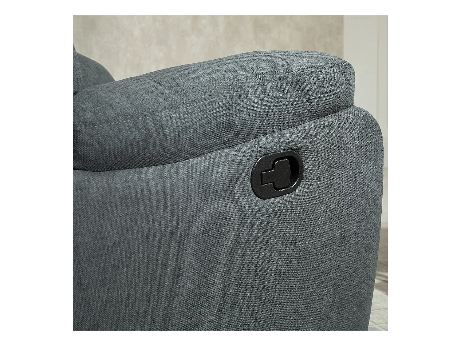 150° relaxfauteuil, linnen, donkergrijs, frame van hout en metaal (93x88x102cm)