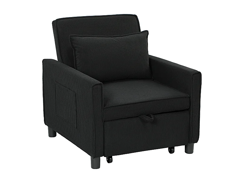 Fauteuil-lit 3-en-1 avec fonction inclinable, tissu, noir (84x74x81 cm)