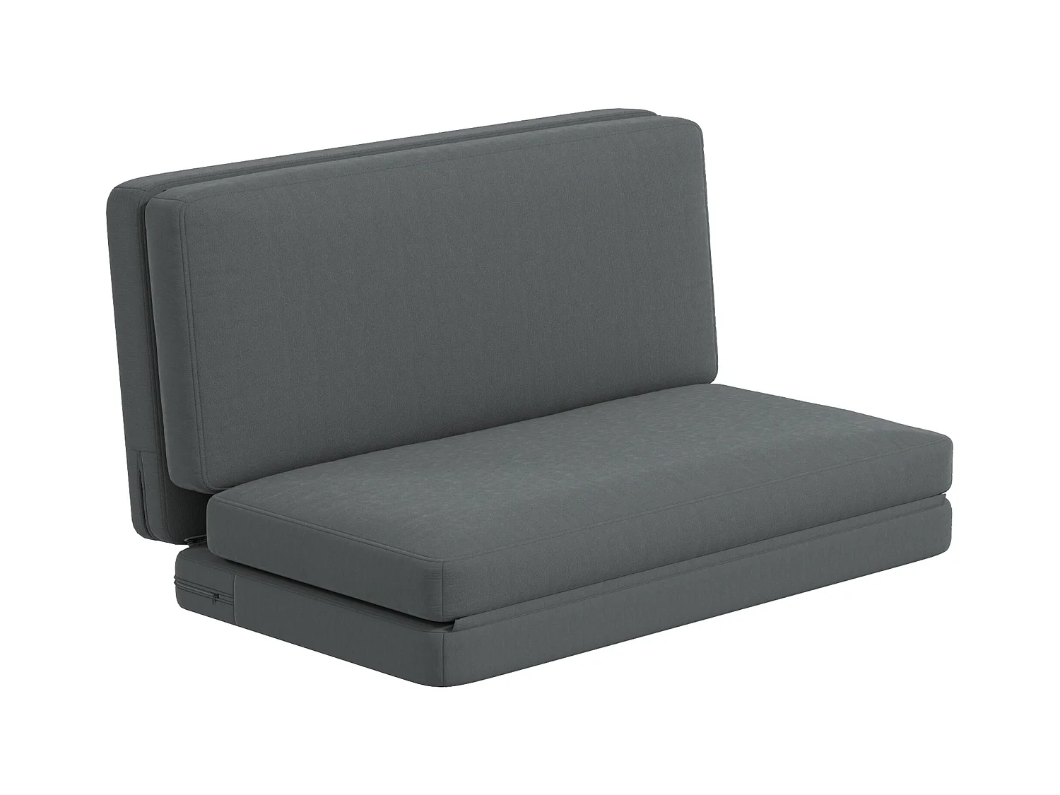 Canapé-lit pliable 3-en-1, revêtement velours, mousse épaisse, gris foncé (270x138x10cm)