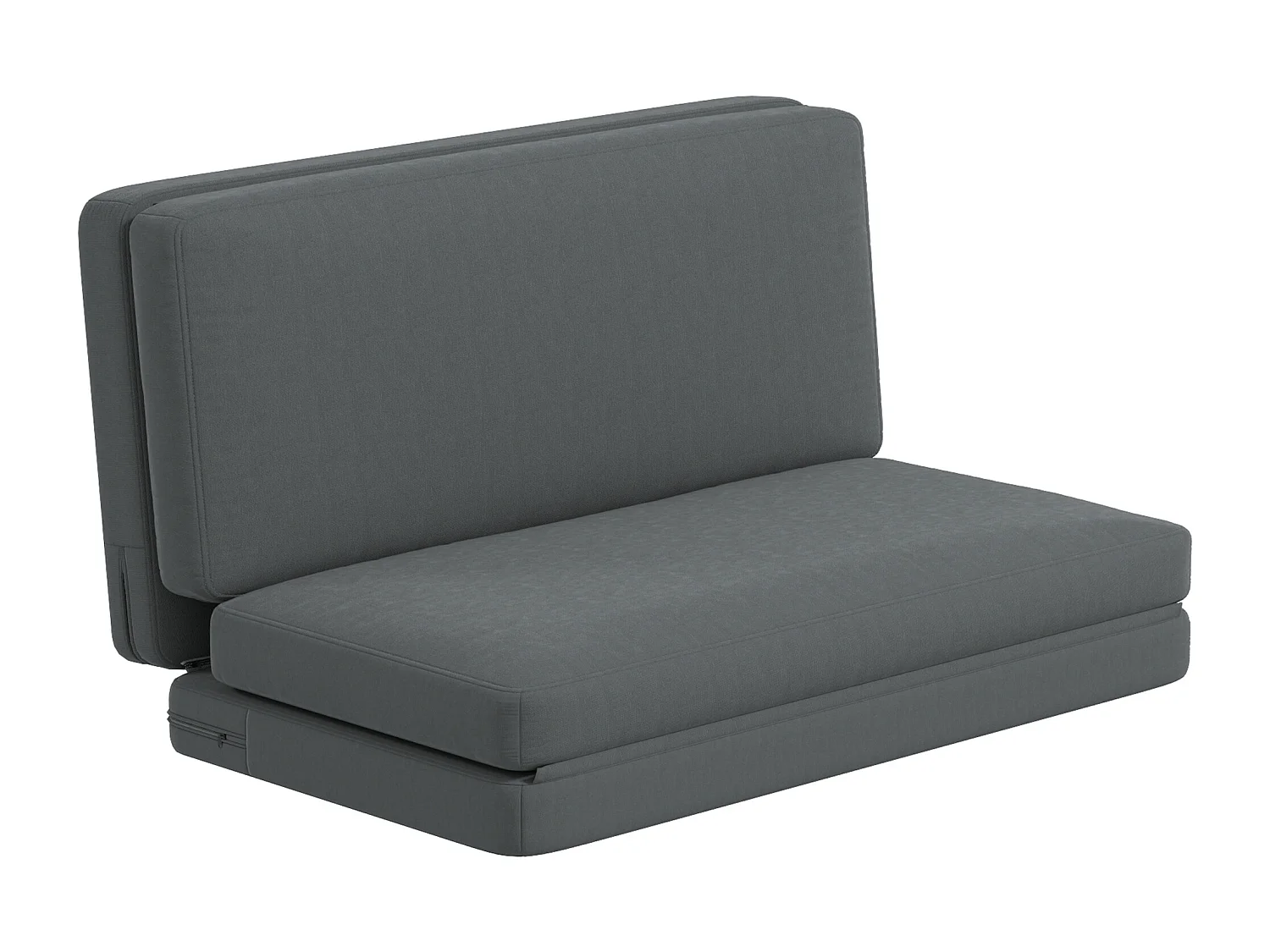 Canapé-lit pliable 3-en-1, revêtement velours, mousse épaisse, gris foncé (270x138x10cm)