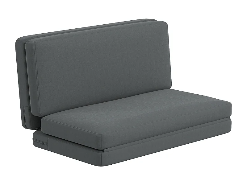 Canapé-lit pliable 3-en-1, revêtement velours, mousse épaisse, gris foncé (270x138x10cm)