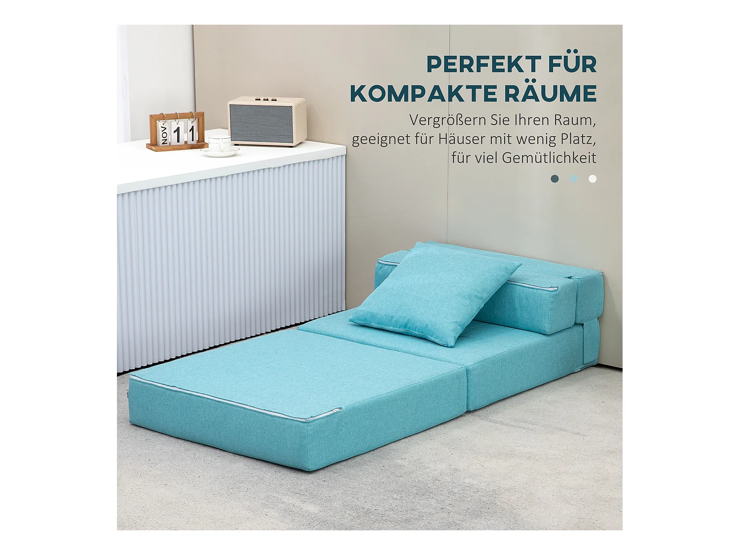 2-in-1 converteerbare fauteuil met bedfunctie, schuim, blauw (70x70x61cm)