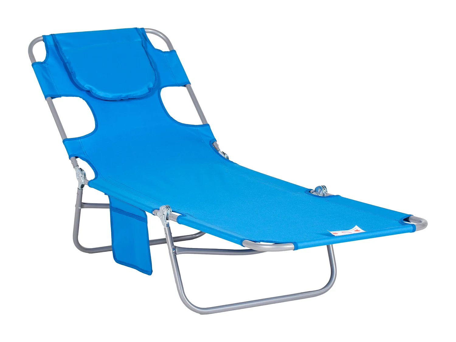 Chaise longue pliable avec coussin et fenêtre de lecture, polyester, bleu, (185x55x29 cm)