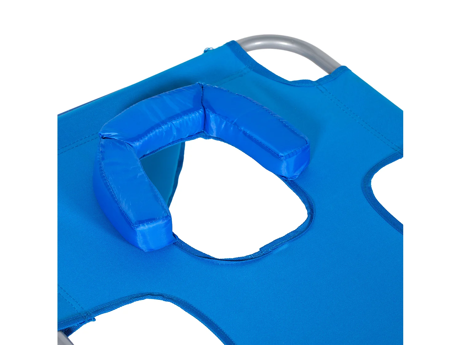 Chaise longue pliable avec coussin et fenêtre de lecture, polyester, bleu, (185x55x29 cm)