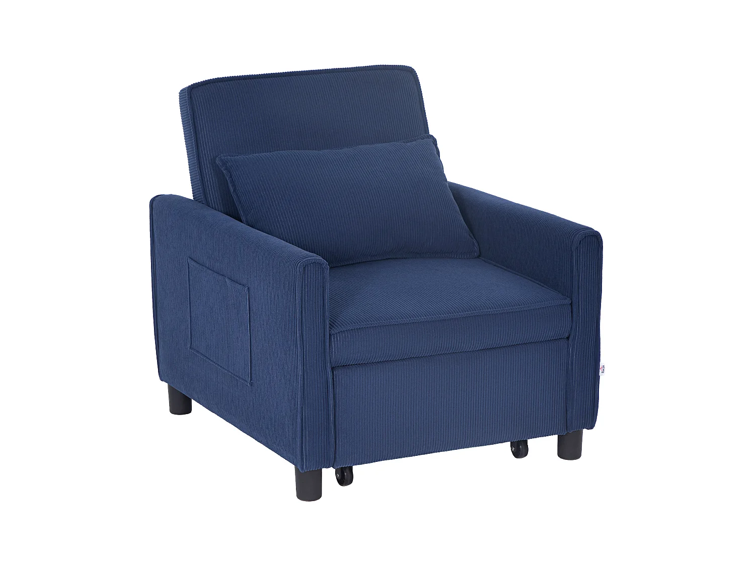 Poltrona trasformabile 3 in 1, letto pieghevole, schienale regolabile, velluto a coste, blu (84x74x81cm)