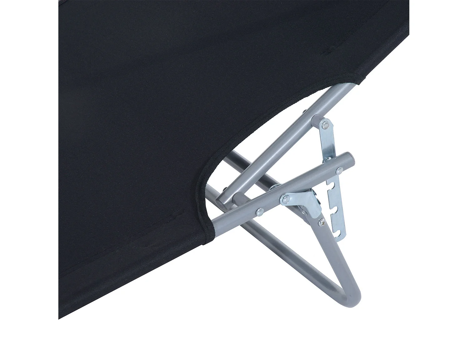 Chaise longue pliable avec toit pare-soleil, structure en métal, noir (187x58x36 cm)
