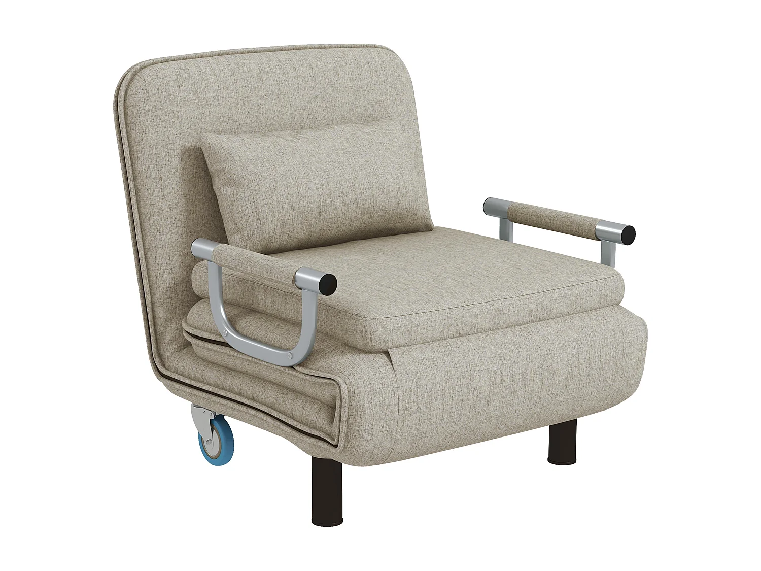 3-in-1 converteerbare fauteuil met bedfunctie, Polyester stof, Grijs (78x72x83 cm)