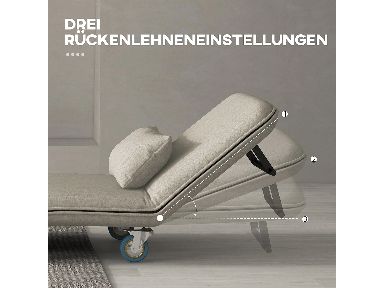 3-in-1 converteerbare fauteuil met bedfunctie, Polyester stof, Grijs (78x72x83 cm)