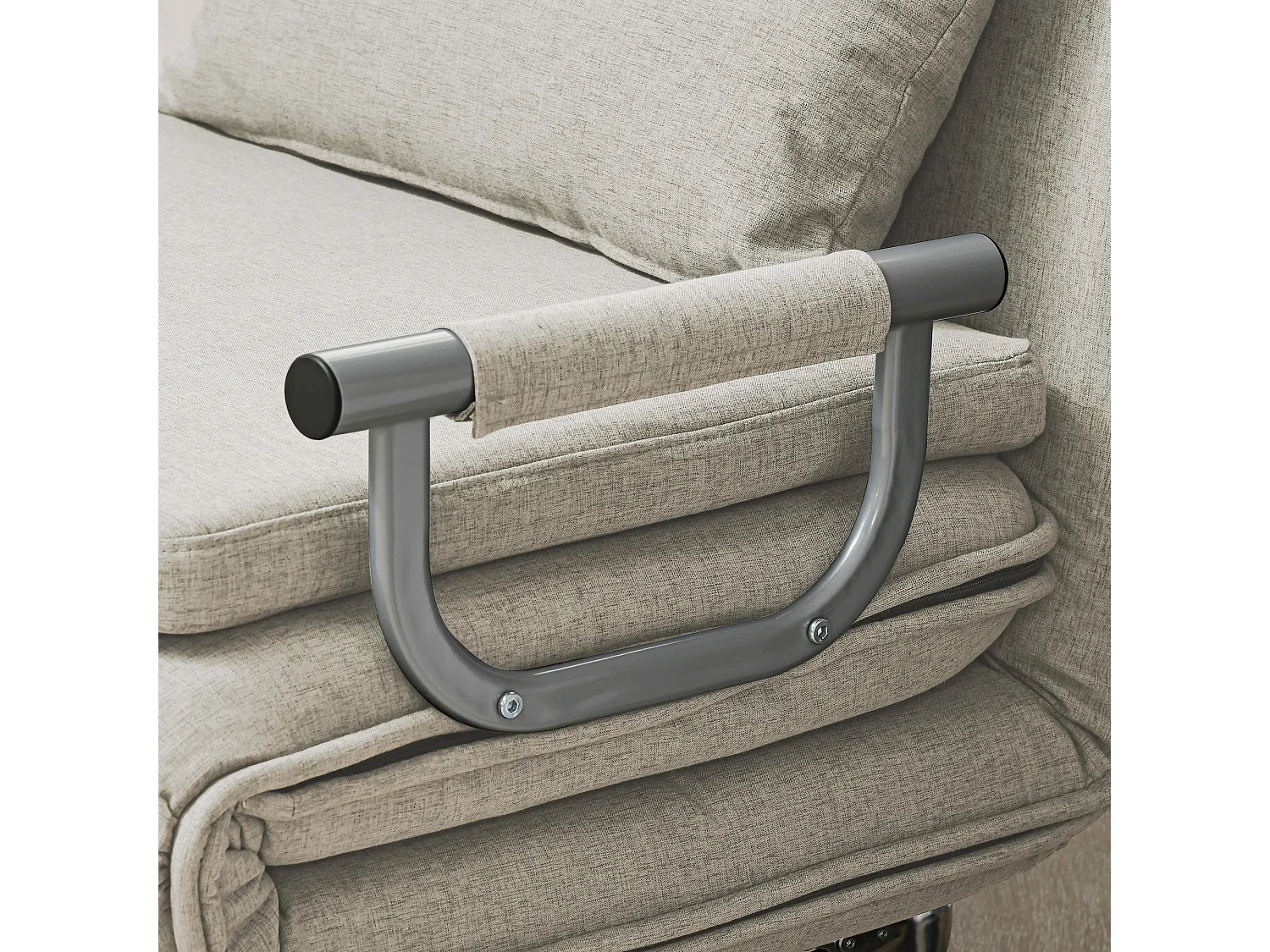 3-in-1 converteerbare fauteuil met bedfunctie, Polyester stof, Grijs (78x72x83 cm)