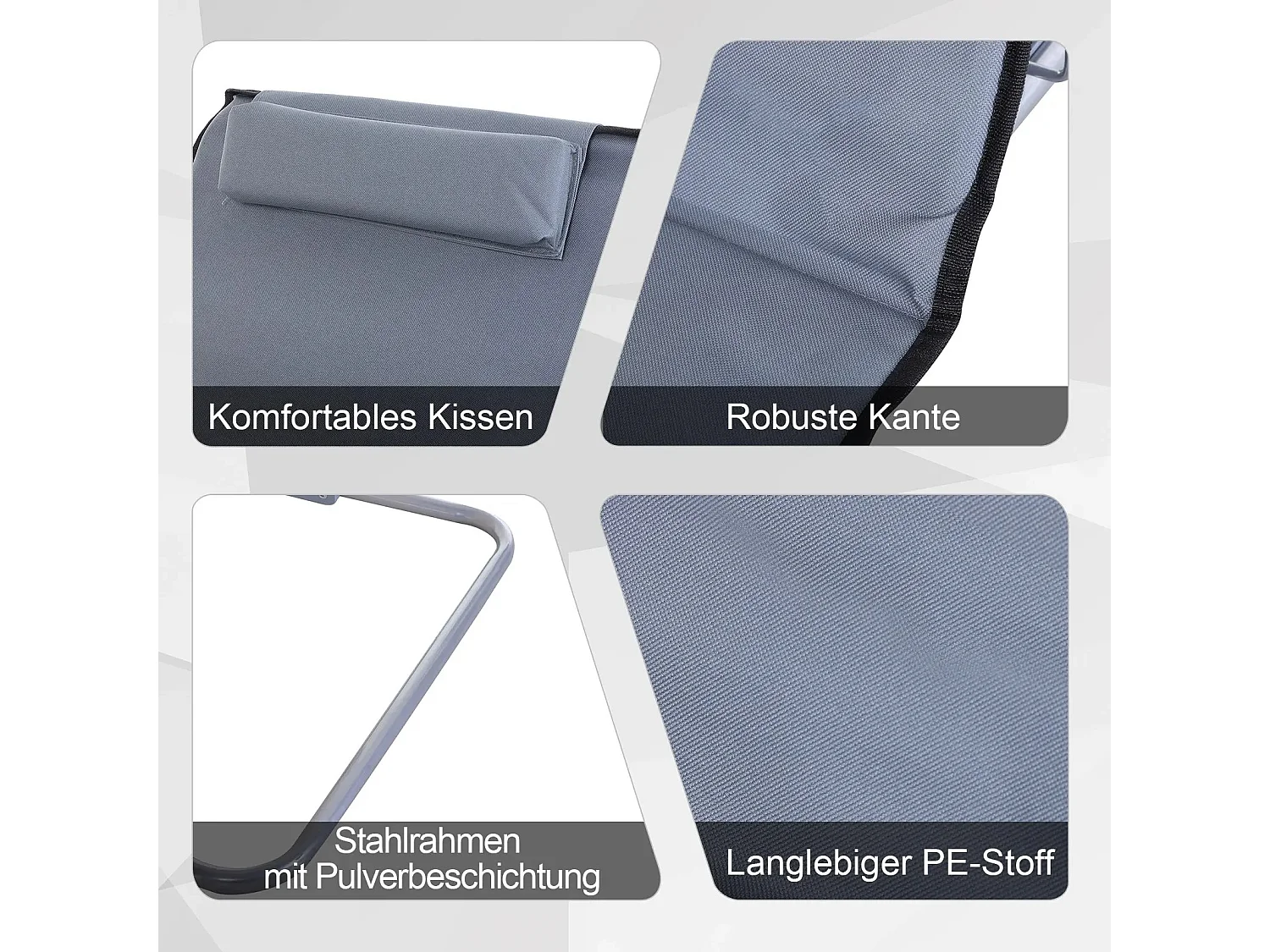 Chaise longue pliante duo avec rangement, structure acier, tissu Oxford marron (134x48x36-45cm)