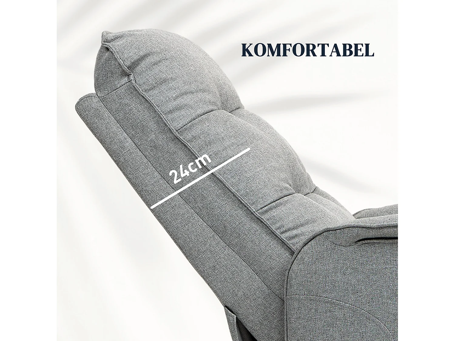 Fauteuil électrique avec fonction de levée, design moderne, polyester, gris (88x68x104 cm)