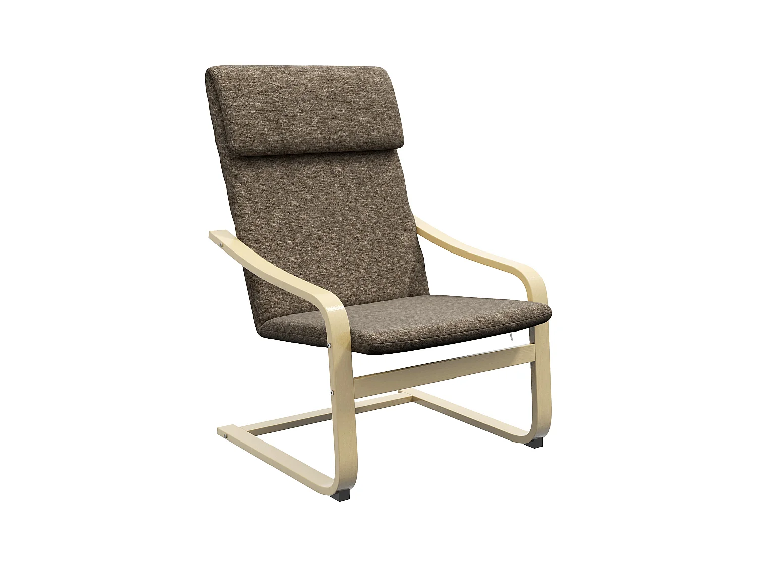Fauteuil à bascule avec coussin, tissu lin, bois de bouleau, marron (65x69x98 cm)