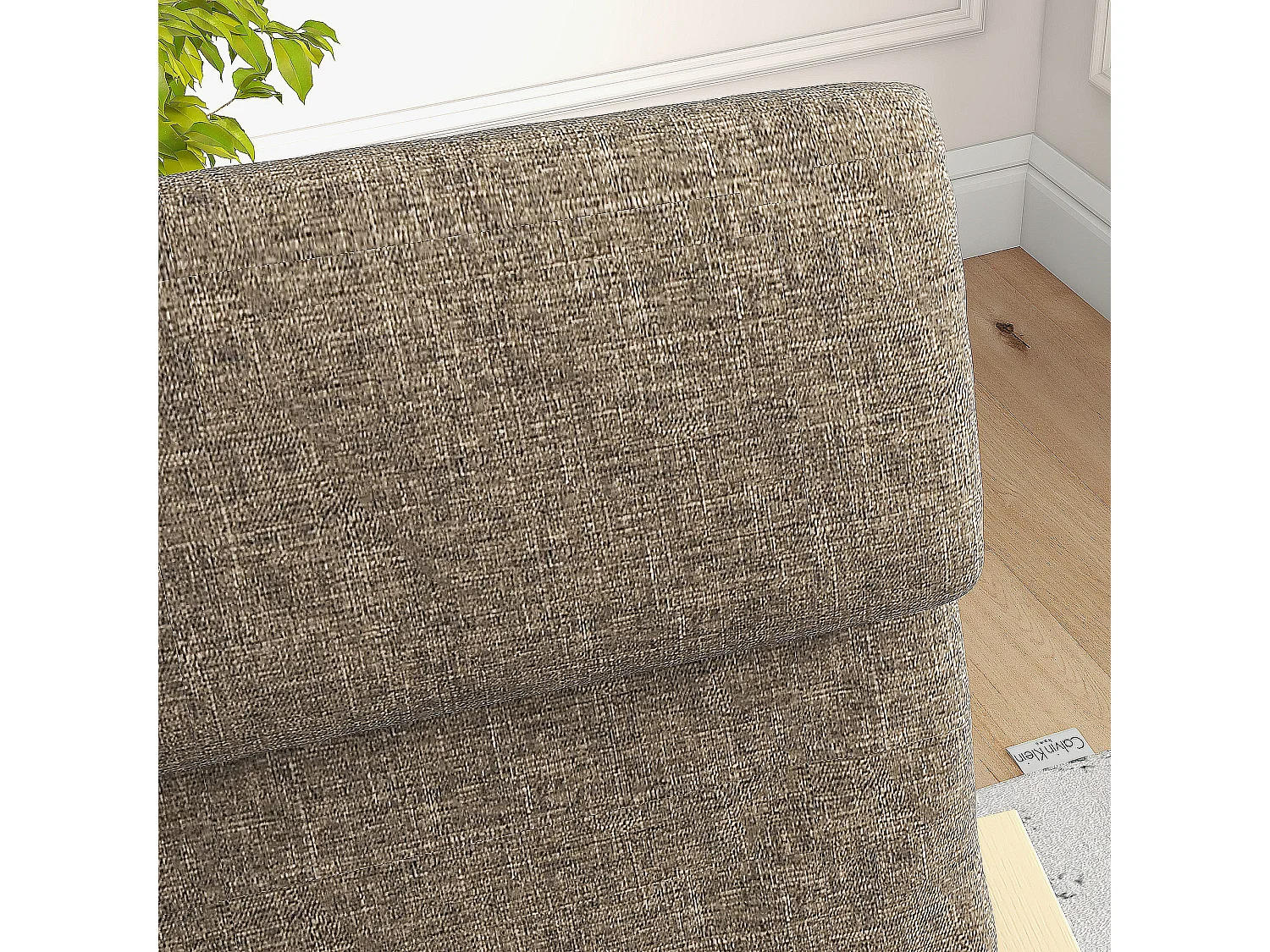 Schommelstoel met kussen, linnen stof, berkenhout, bruin (65x69x98 cm)