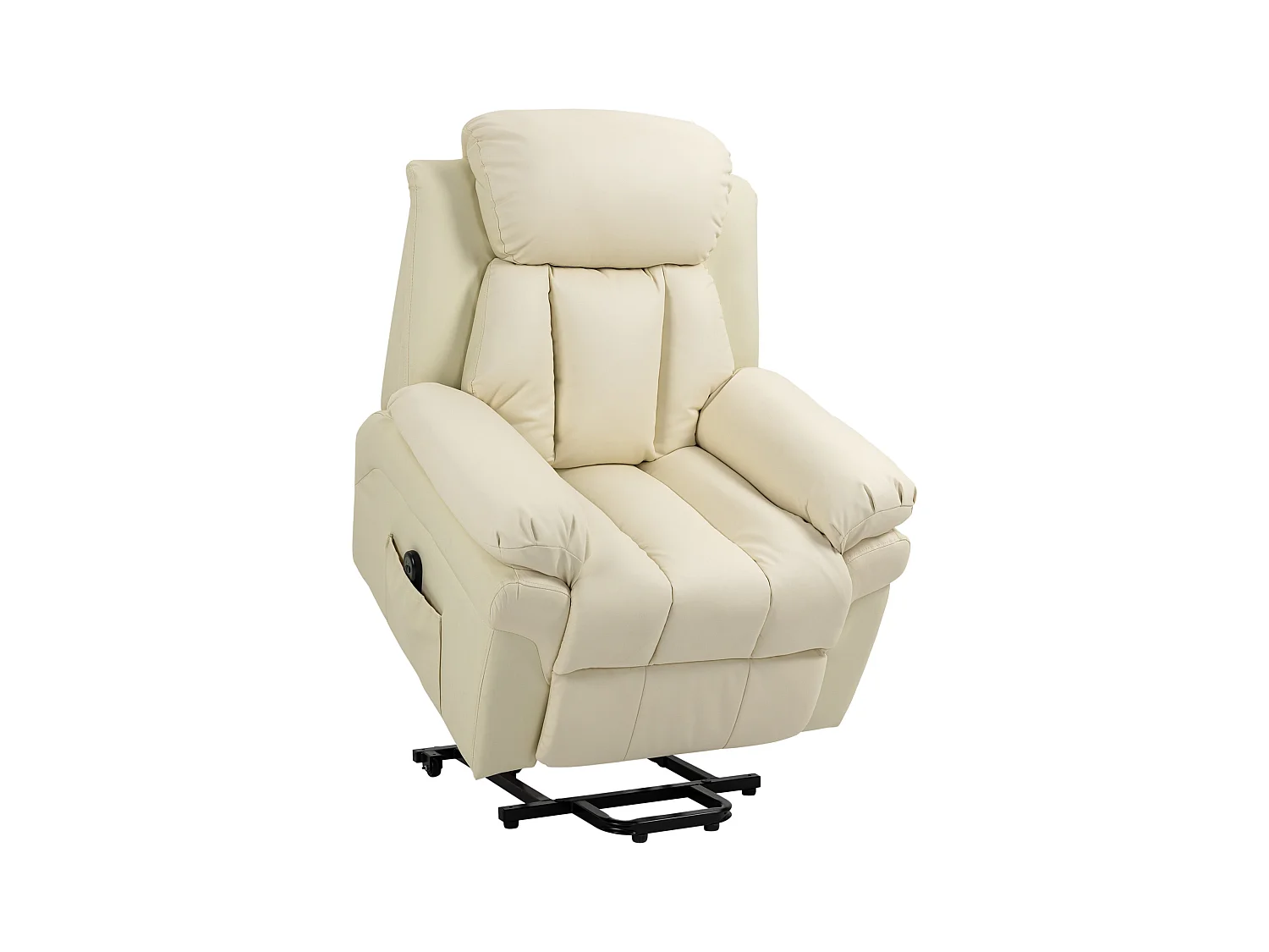 Fauteuil avec aide au lever, inclinable, simili cuir, crème (93x96x105cm)