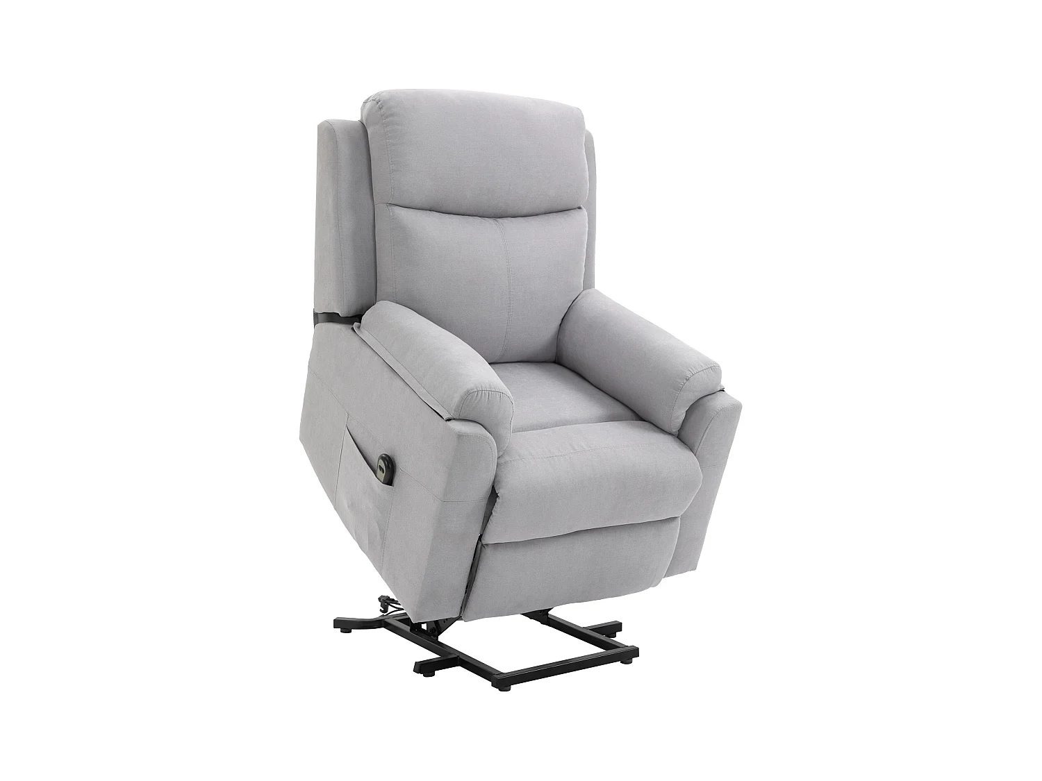 Fauteuil électrique avec fonction de relève pour seniors, tissu lin léger, avec repose-pieds, gris clair (83x89x102 cm)