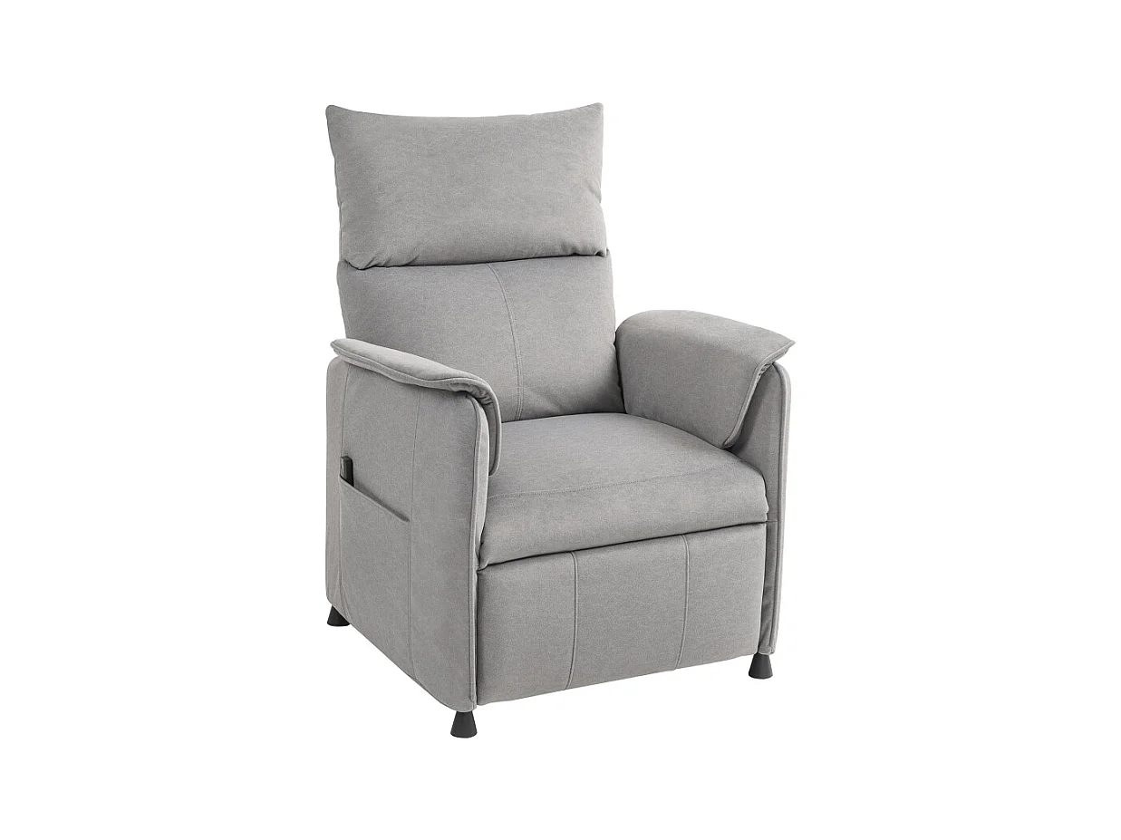 Poltrona reclinabile elettrica, funzione memory, tessuto simil velluto, grigio (80x83x104 cm)