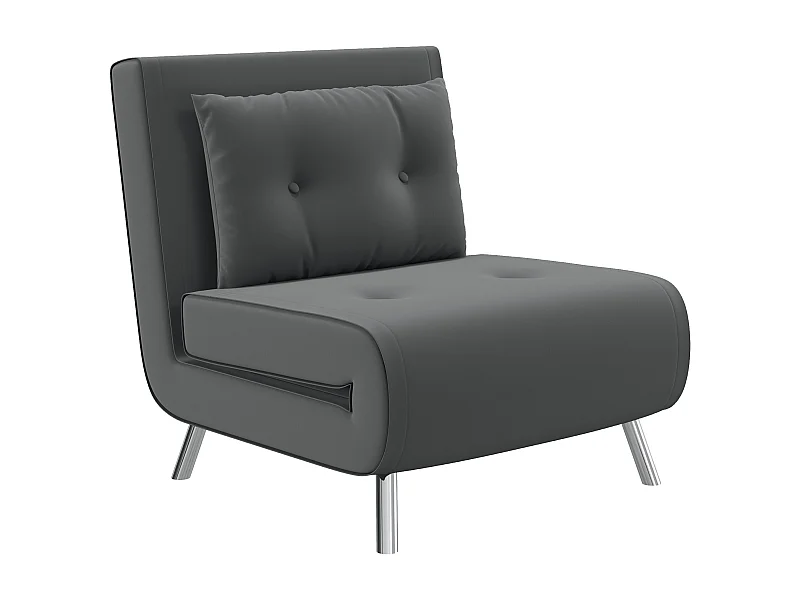 Omvormbare fauteuil met bedfunctie, polyester bekleding, staal, donkergrijs (77x88x83cm)