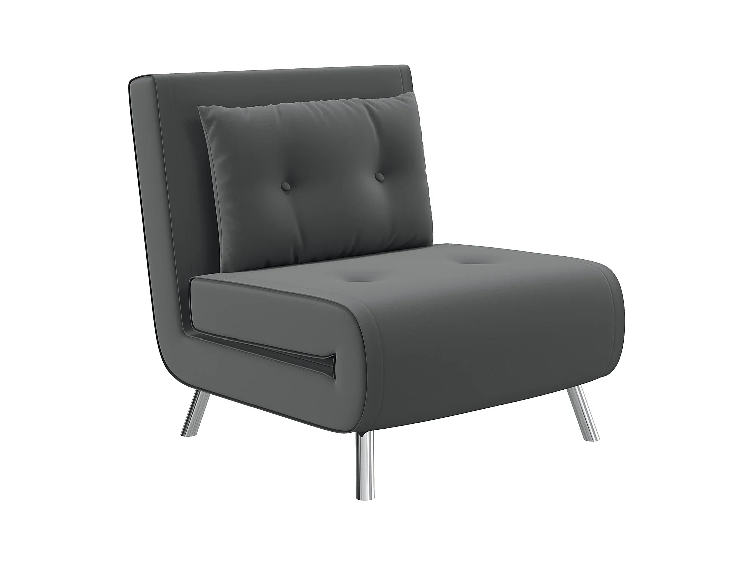 Fauteuil convertible avec fonction lit, revêtement polyester, acier, gris foncé (77x88x83cm)