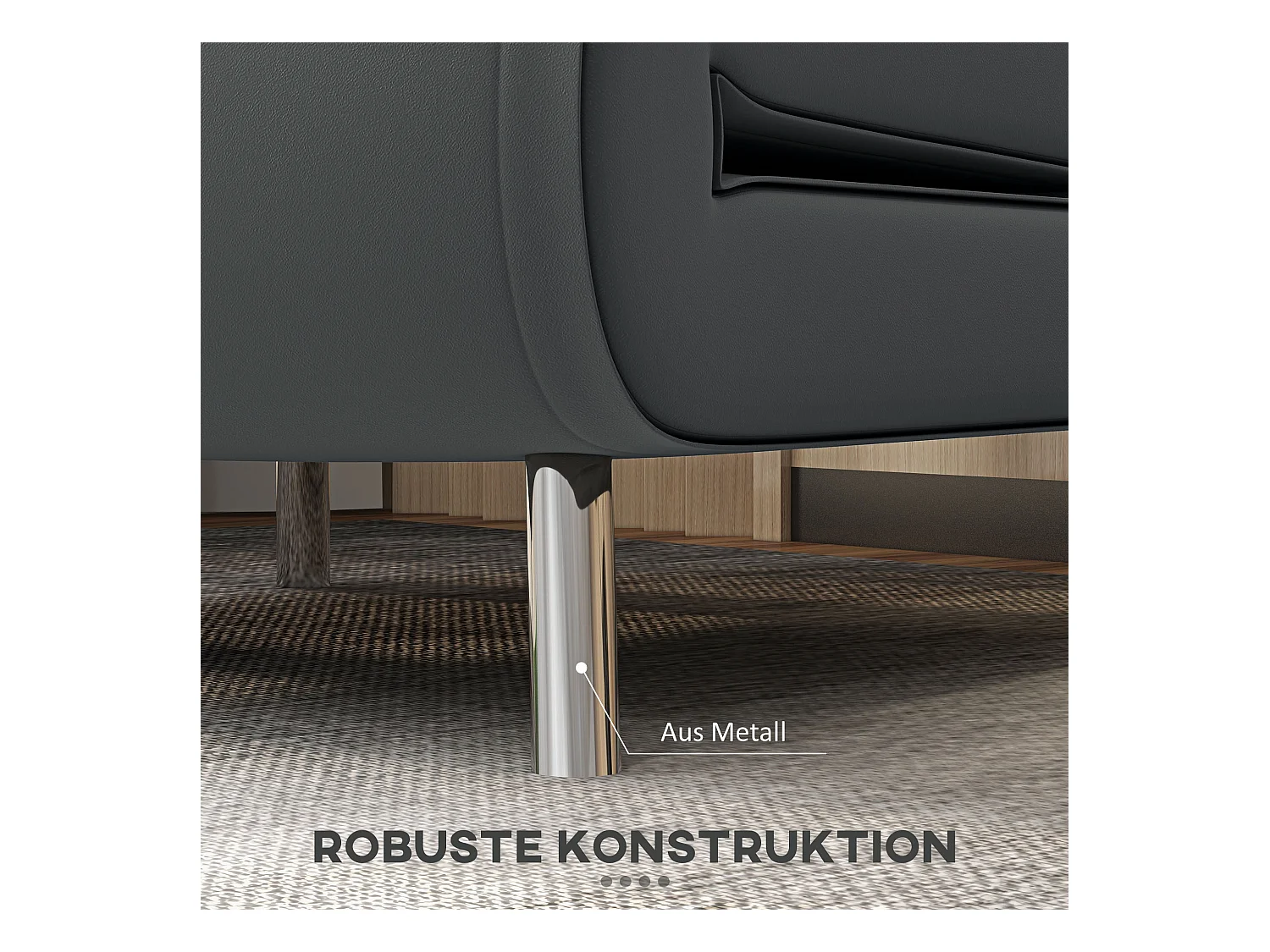 Fauteuil convertible avec fonction lit, revêtement polyester, acier, gris foncé (77x88x83cm)