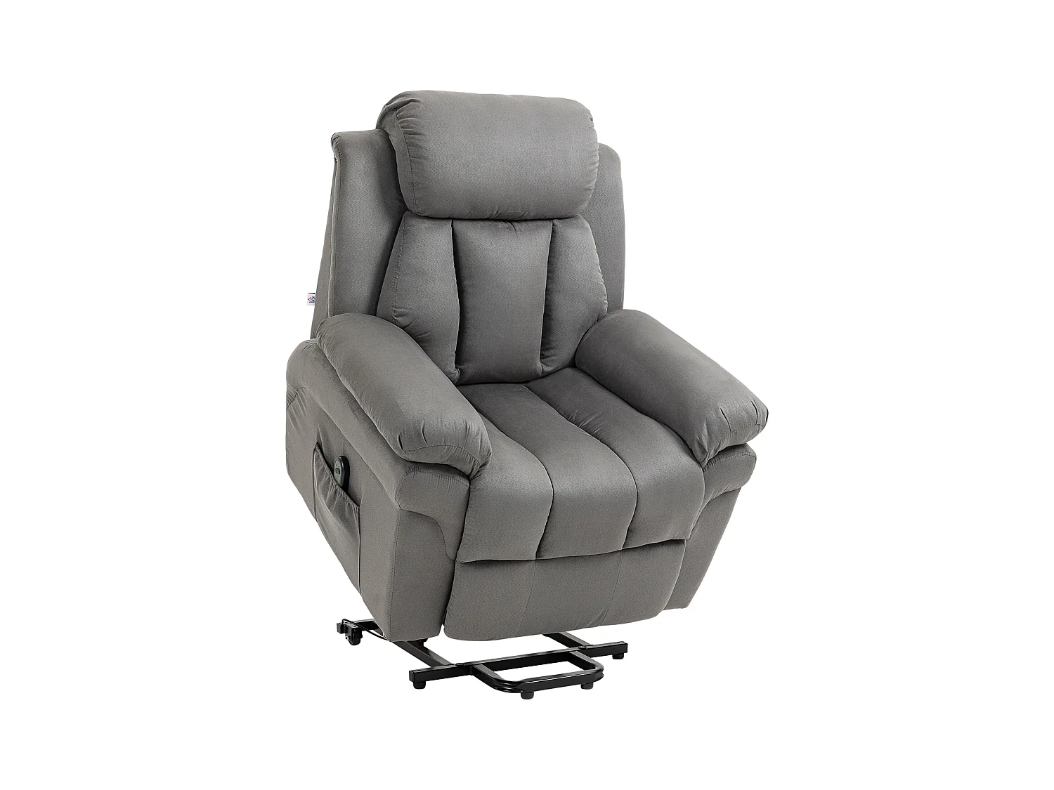 Poltrona reclinabile elettrica con sollevamento assistito, similpelle, grigio chiaro, reclinabile (93x96x105cm)