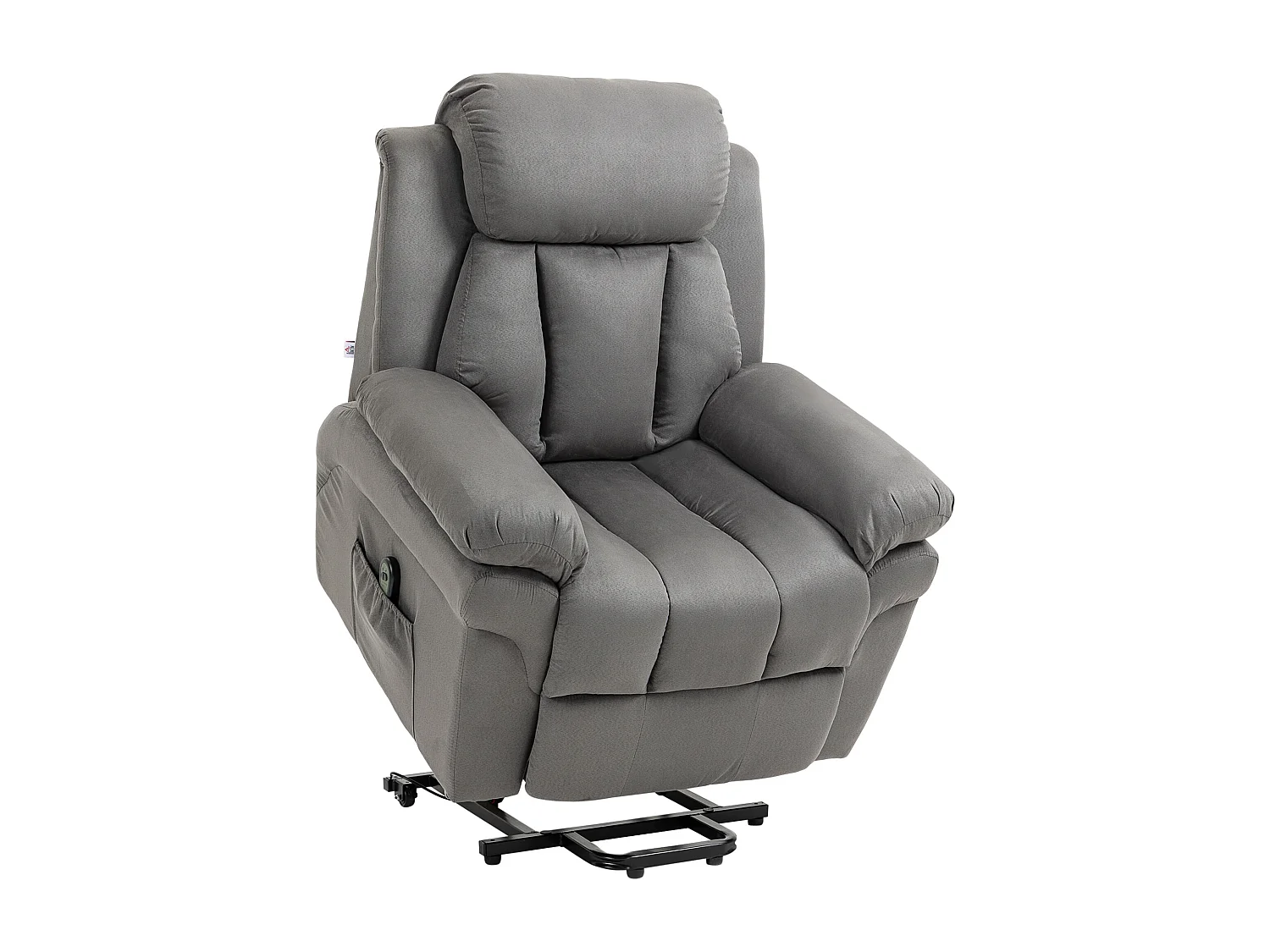 Sillón eléctrico reclinable con elevación, piel sintética, gris claro, reclinable (93 x 96 x 105 cm)