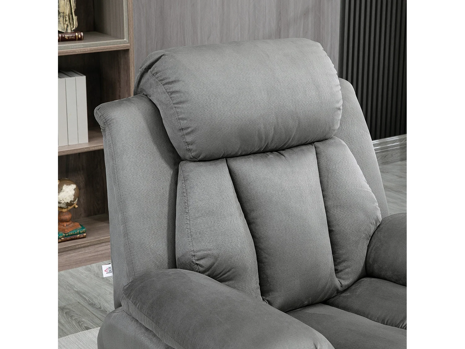 Sillón eléctrico reclinable con elevación, piel sintética, gris claro, reclinable (93 x 96 x 105 cm)