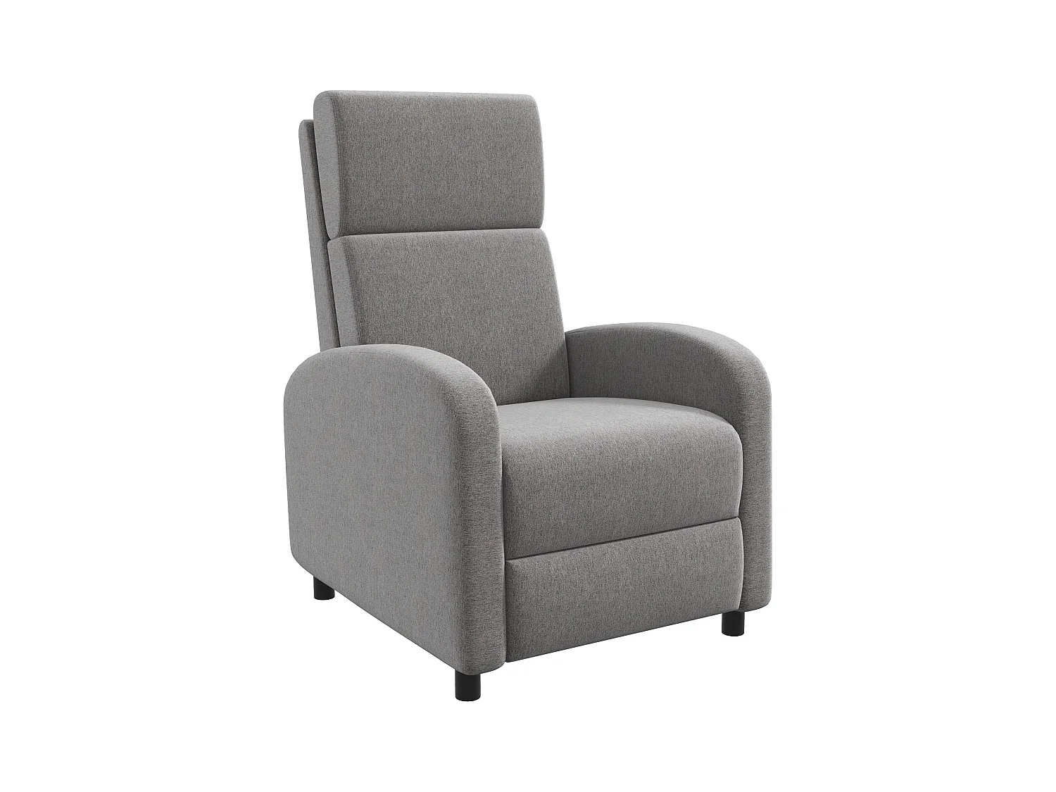 Fauteuil inclinable, tissu lin, gris, avec repose-pieds (64x86x102 cm)