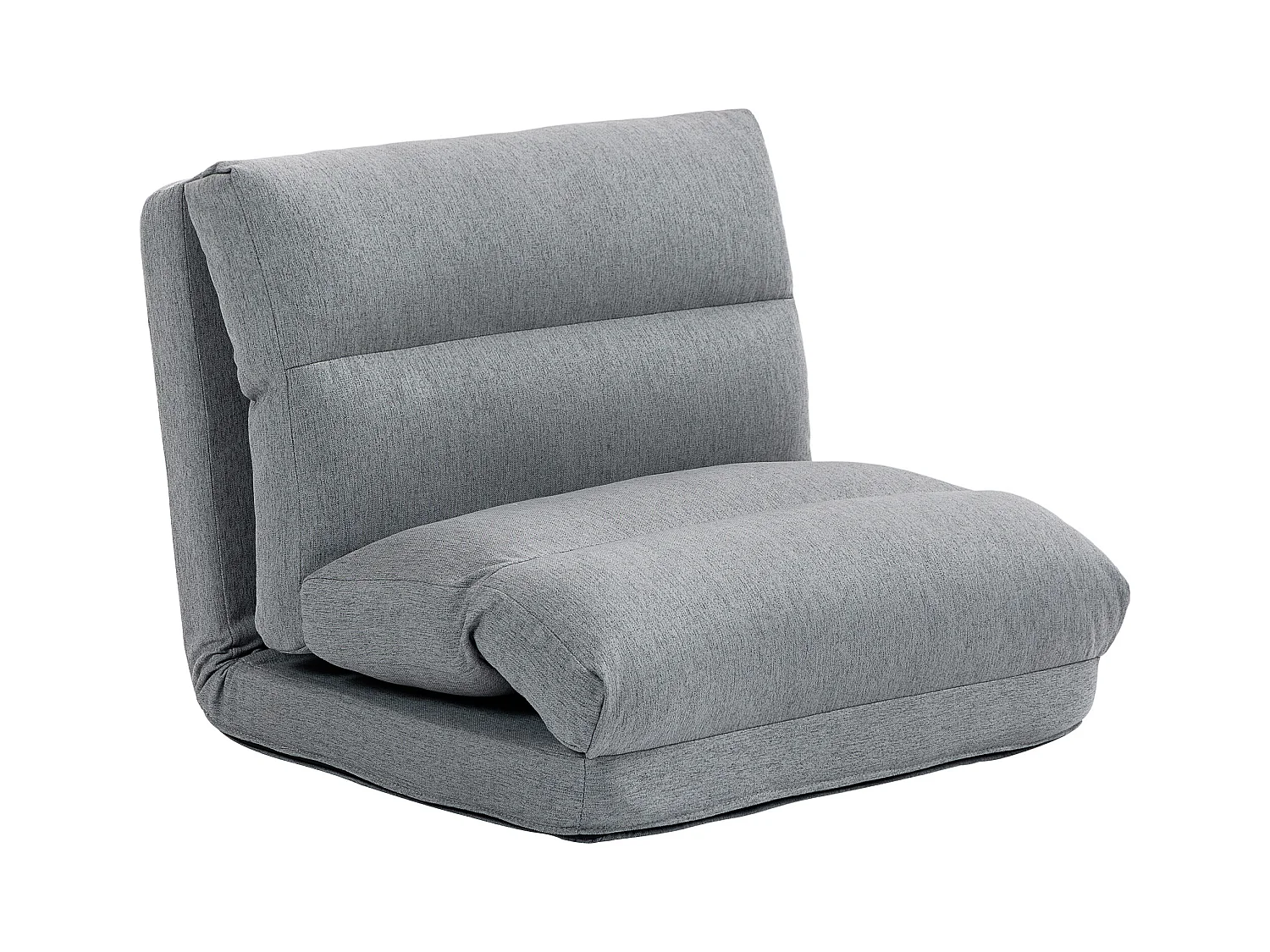 Opvouwbare vloerstoel, met 6-voudig verstelbare rugleuning, gewatteerd, bedfunctie, grijze linnen stof (70x41x56 cm)