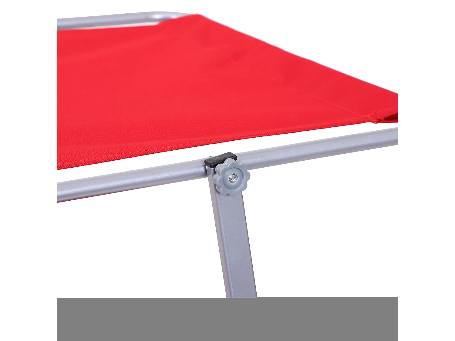 Chaise longue pliable avec toit pare-soleil, en métal et tissu Oxford, rouge (187x58x36 cm)