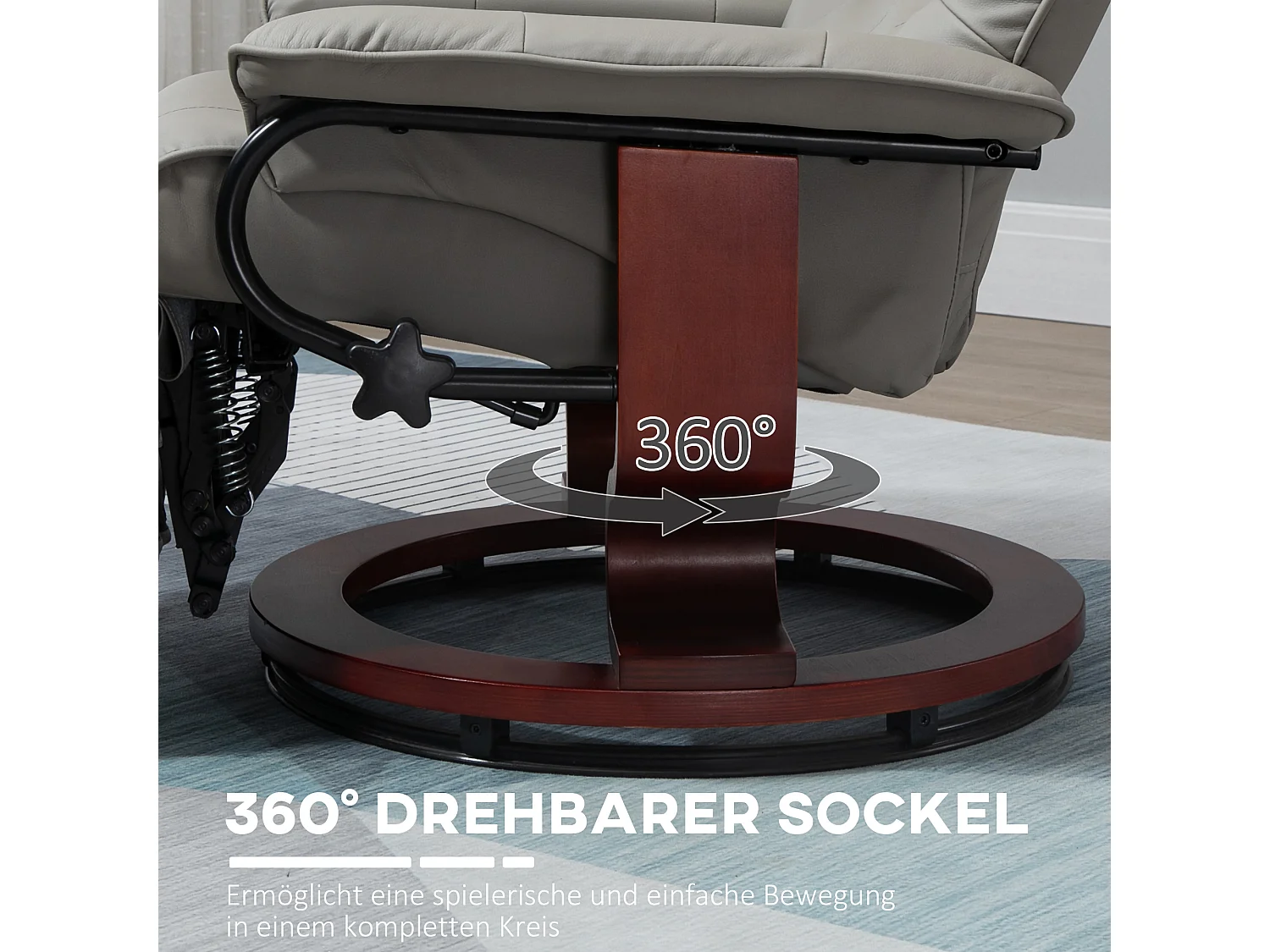 Fauteuil avec fonction inclinable, Cuir synthétique, 120 kg, Gris (78x87x100 cm)