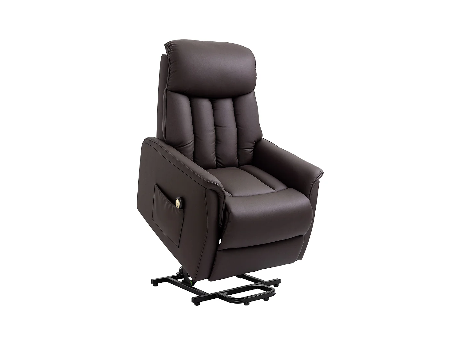 Sillón eléctrico elevable, Relax, Piel sintética, Marrón (80x94x104 cm)