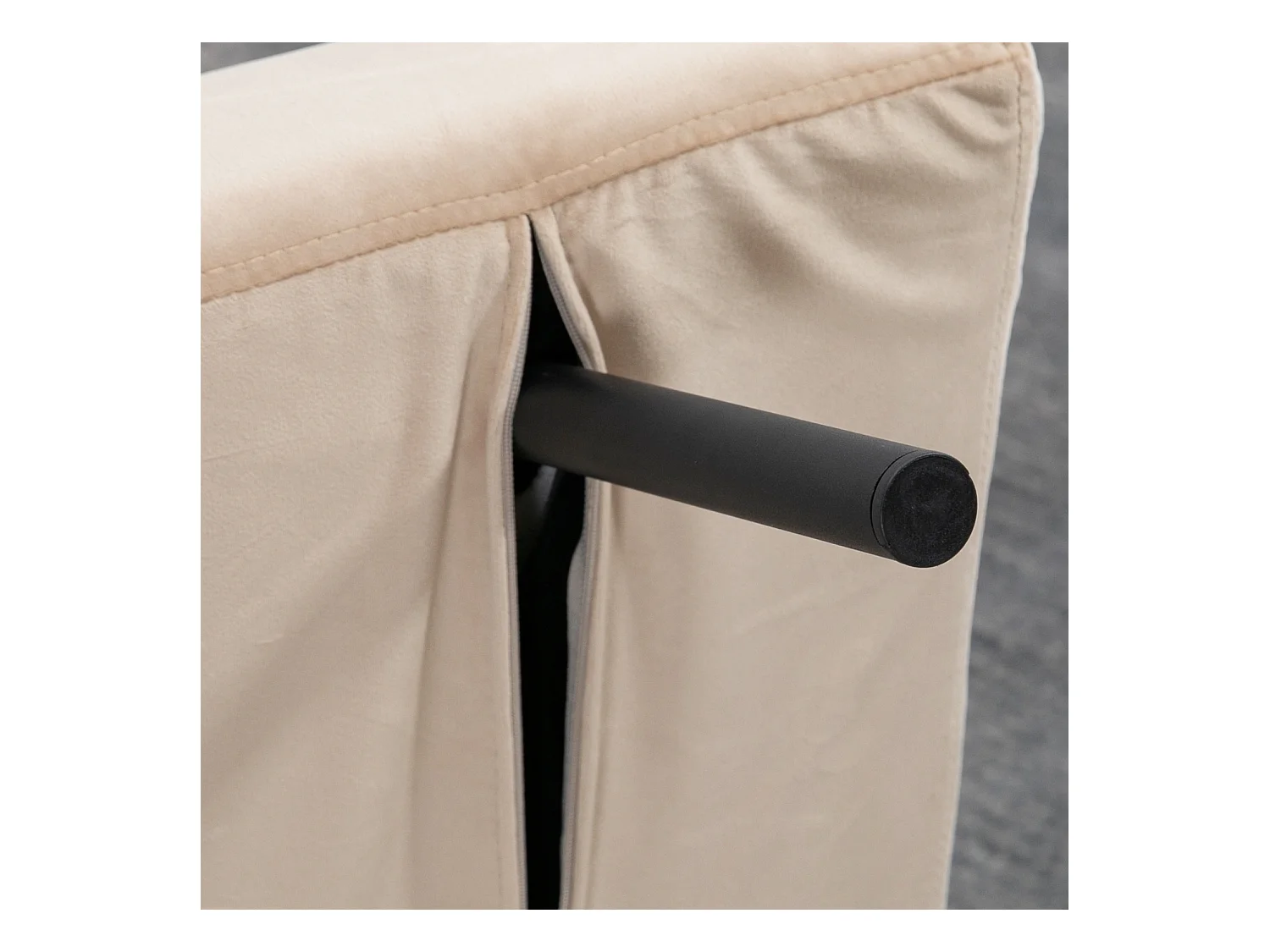 Canapé-lit convertible, 2 places, dossier réglable, Velours, Beige (63x73x81 cm)