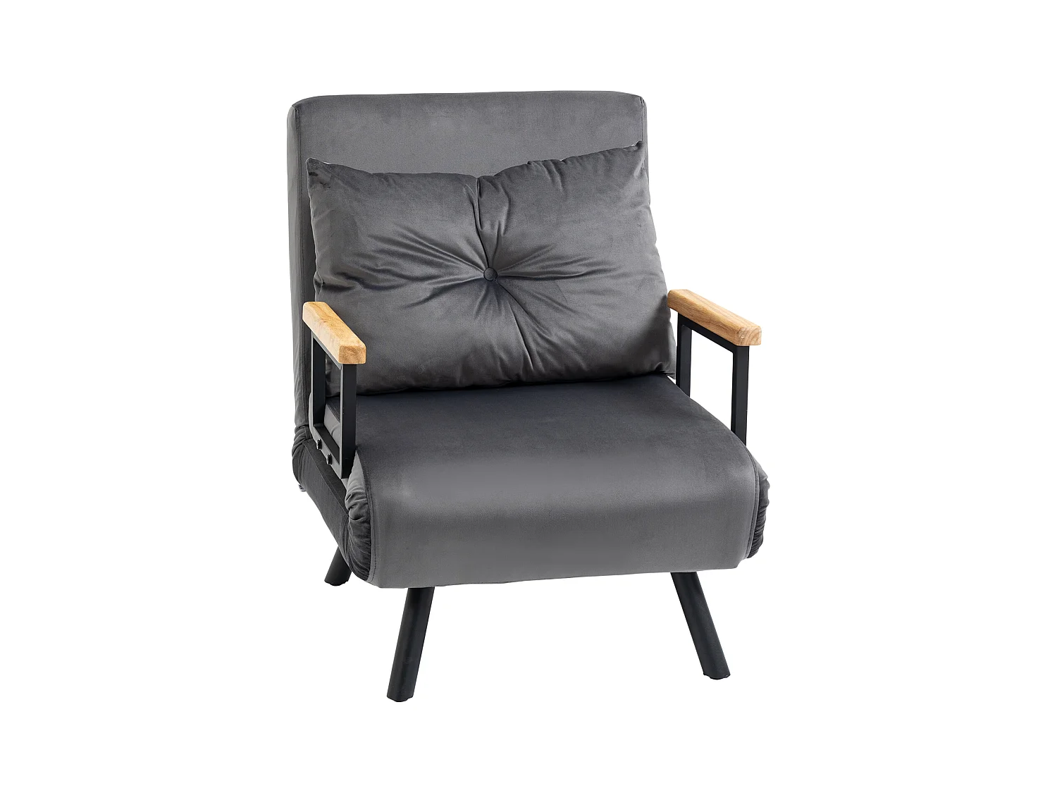 Fauteuil avec fonction lit, tissu velours, gris foncé (63x73x81cm)