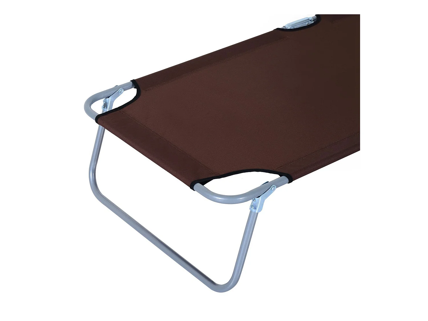 Chaise longue pliante avec pare-soleil réglable, structure métal, tissu Oxford, marron (187x58x36cm)