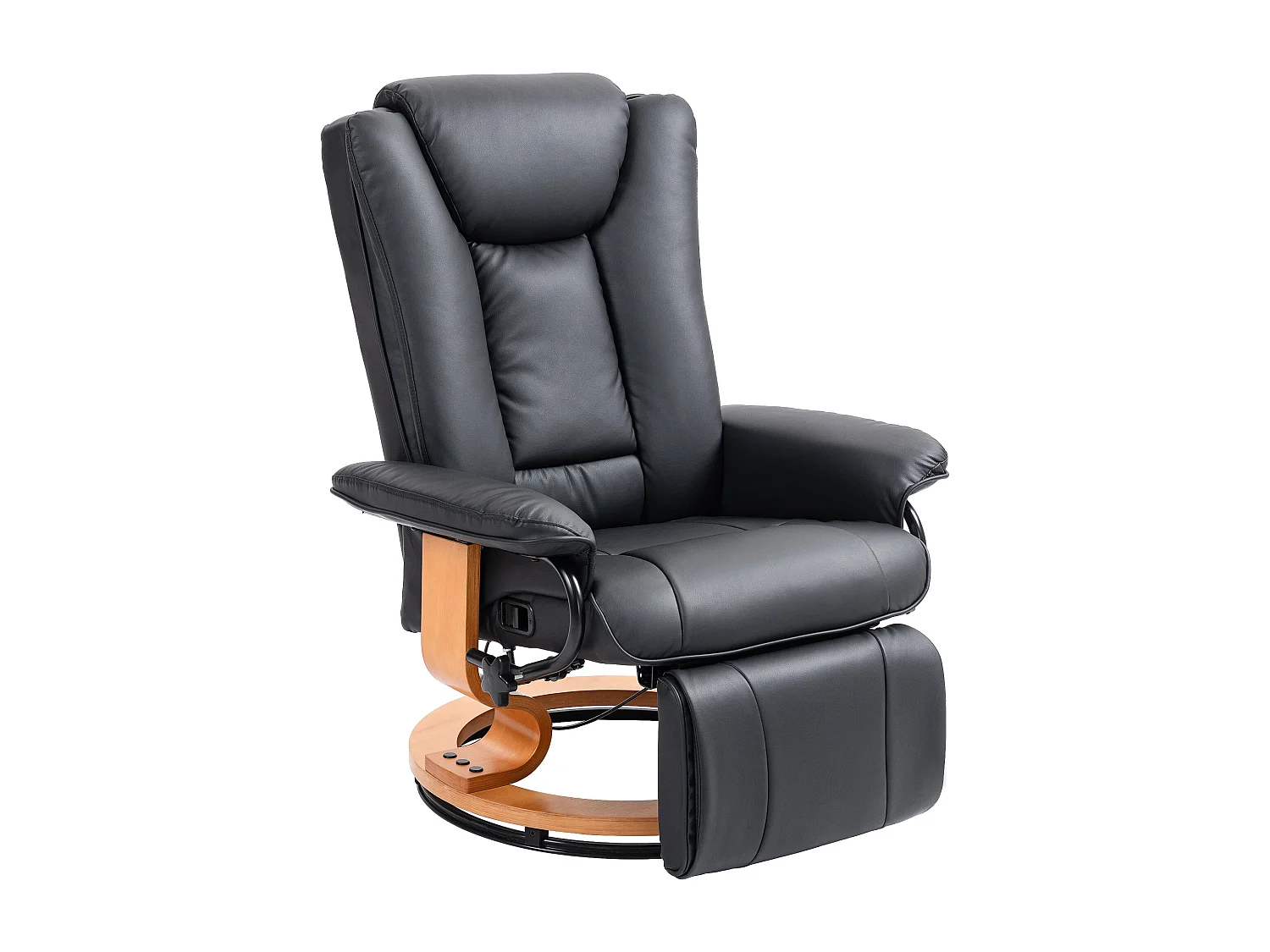 Draaibare relaxfauteuil met relaxfunctie, voetenbank, kunstleer, zwart (78x88x103 cm)