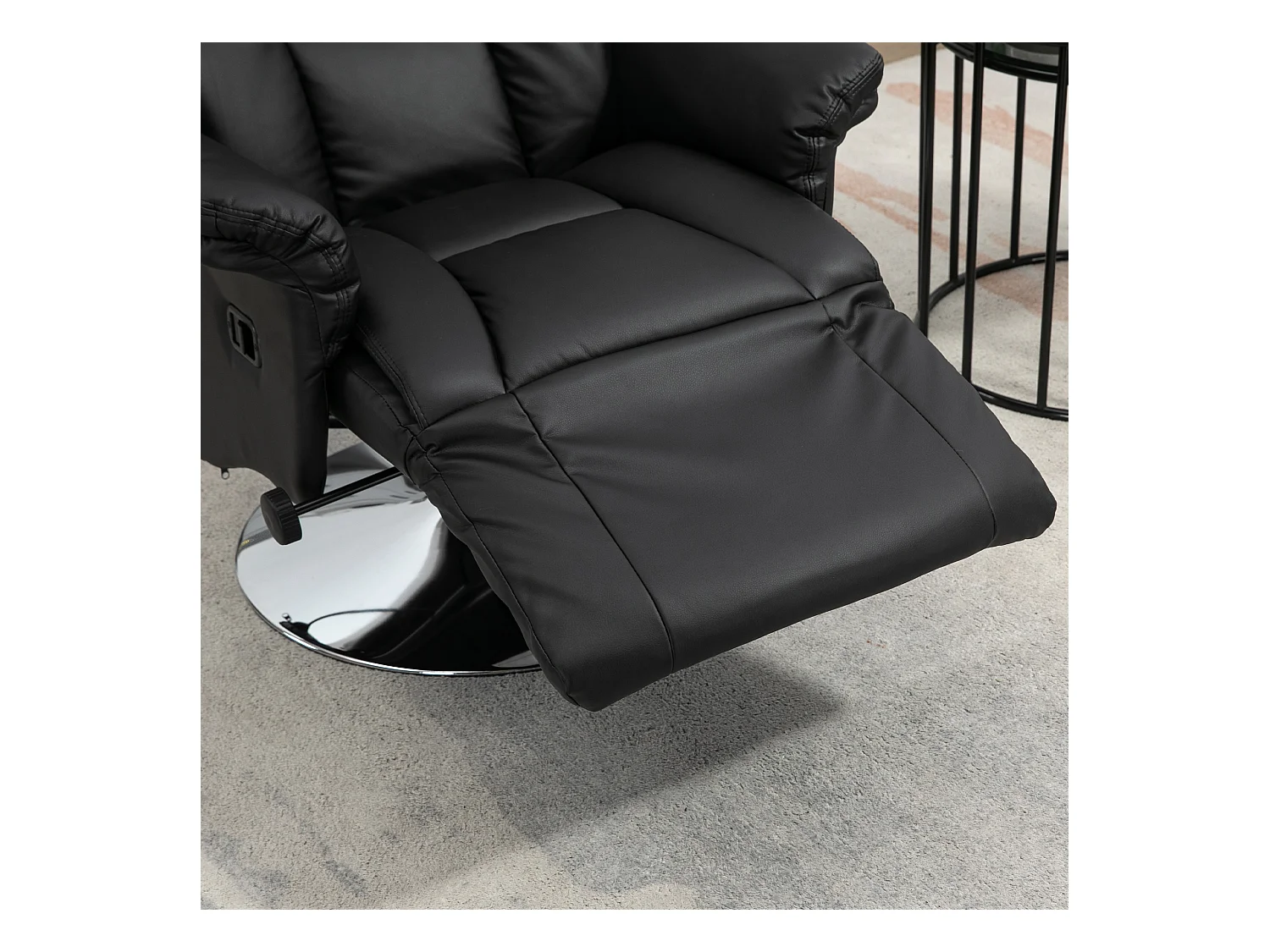 Fauteuil avec repose-pieds, Fonction manuelle réglable, Cuir synthétique, Noir (78x80x109 cm)