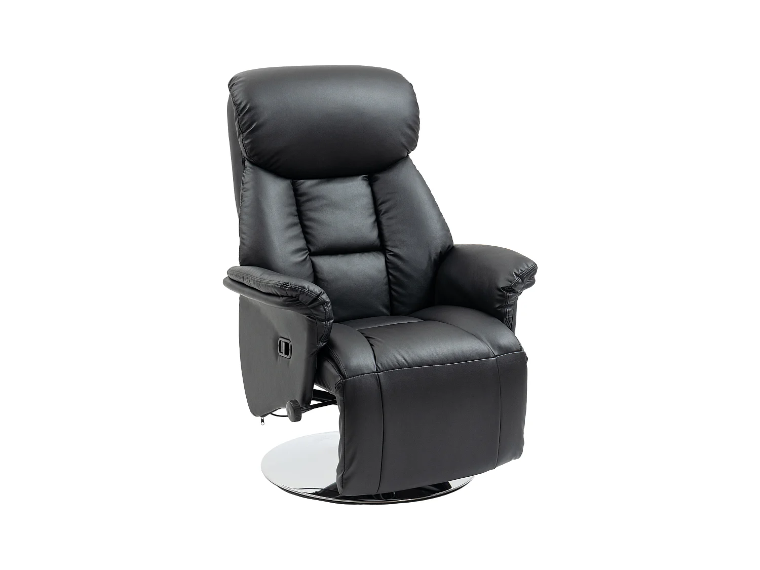 Fauteuil avec repose-pieds, Fonction manuelle réglable, Cuir synthétique, Noir (78x80x109 cm)