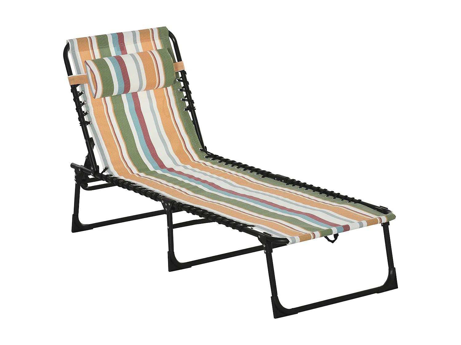 Chaise longue pliante avec dossier 4 positions, cadre acier, tissu multicolore, résistante aux intempéries (189x58x30cm)
