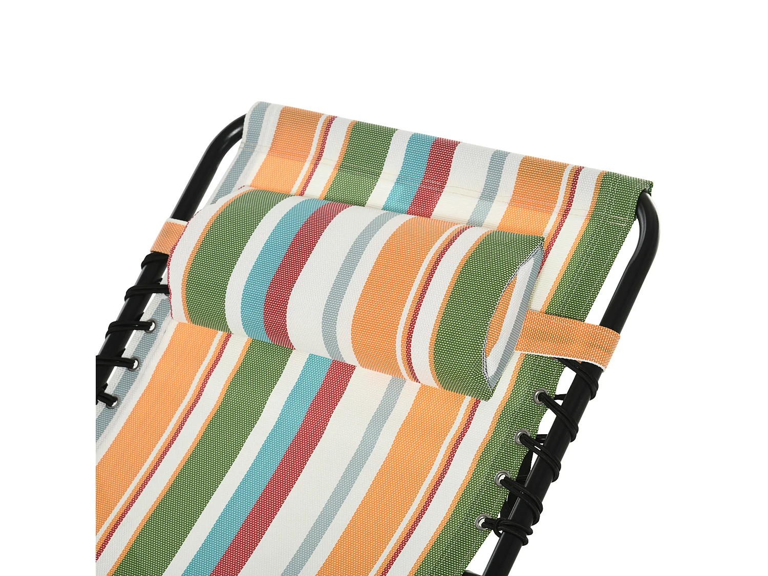Chaise longue pliante avec dossier 4 positions, cadre acier, tissu multicolore, résistante aux intempéries (189x58x30cm)