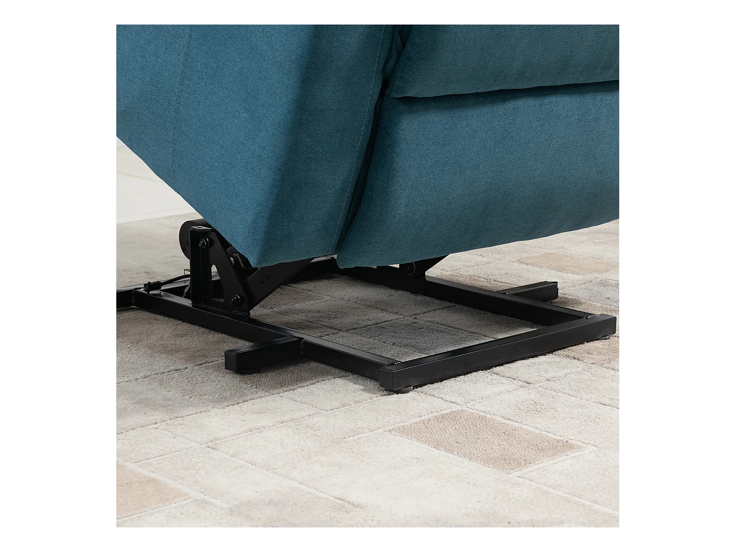 Fauteuil électrique avec fonction releveur, tissu lin, bleu (83x89x102cm)