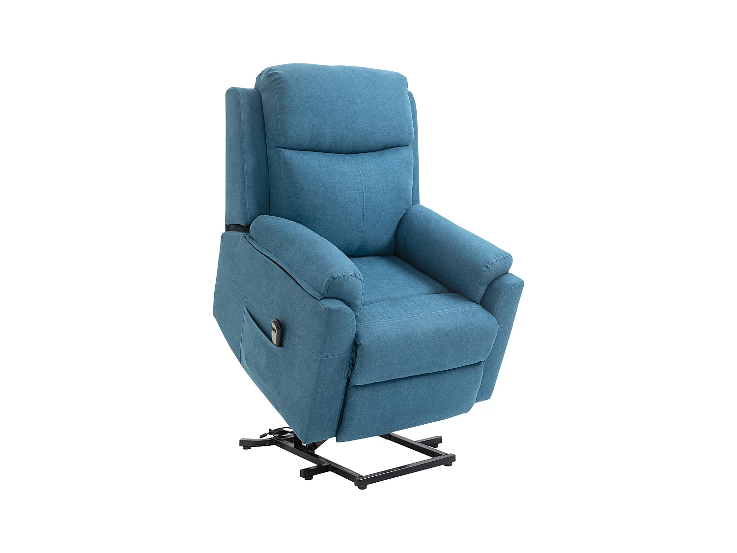 Fauteuil électrique avec fonction releveur, tissu lin, bleu (83x89x102cm)