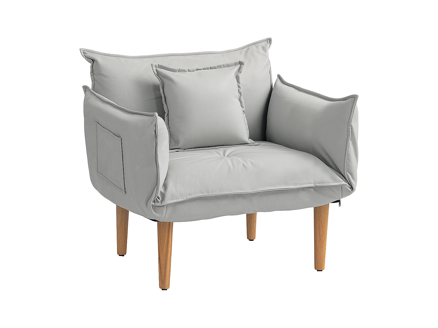 Fauteuil 2-en-1 avec dossier réglable, tissu en microfibre, jaune (75x68x78 cm)