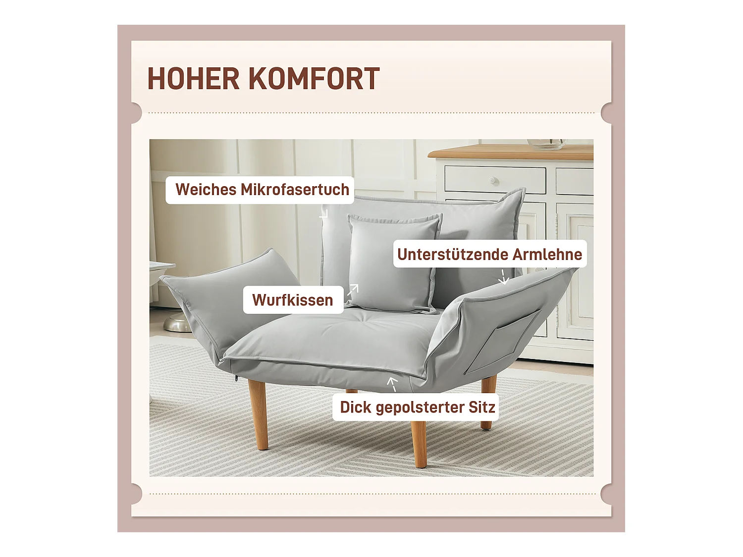 Fauteuil 2-en-1 avec dossier réglable, tissu en microfibre, jaune (75x68x78 cm)